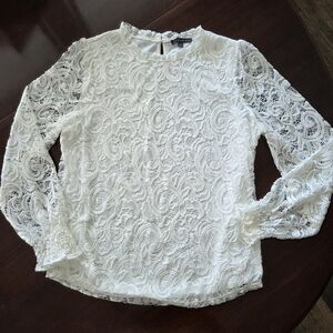 Adrianna Papell Ivory Lace Blouse Size Large